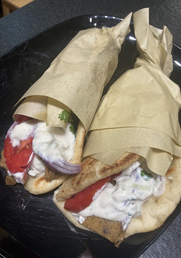 Plant-based gyros with homemade tzatziki