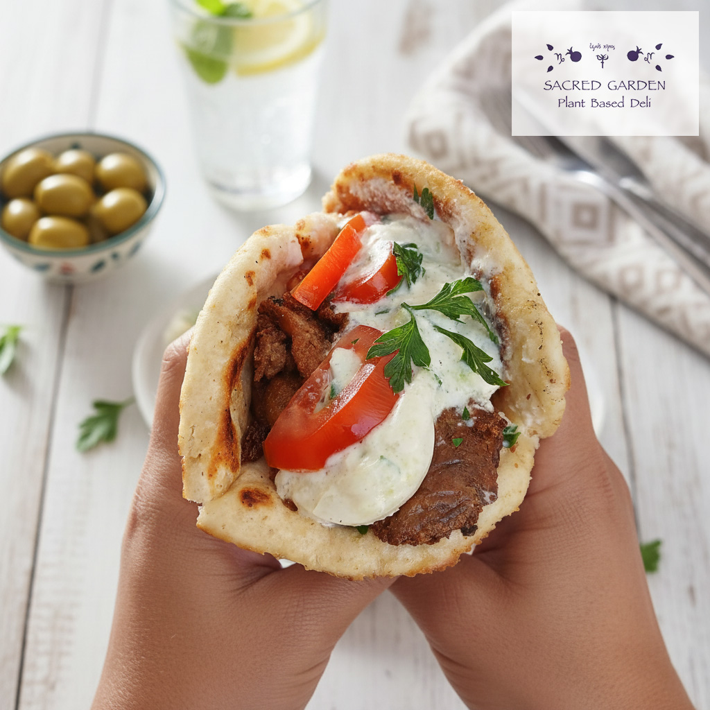 Vegan gyros at Sacred Garden Rhodes